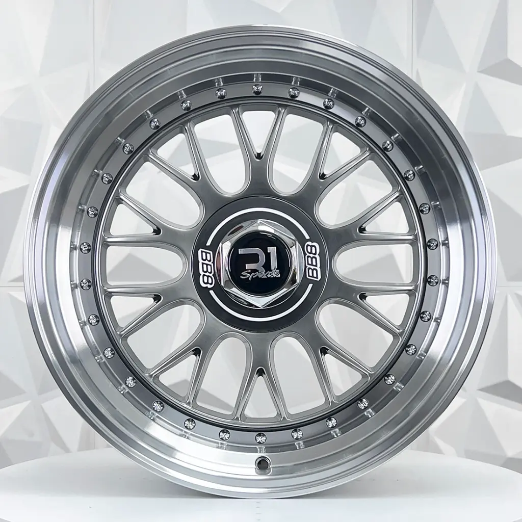 RIN 17X8 5-100/114.3 R1 SPORT QC1871 HYPER BLACK POLISHED LIP+RIVETS* ET17 CB73.1