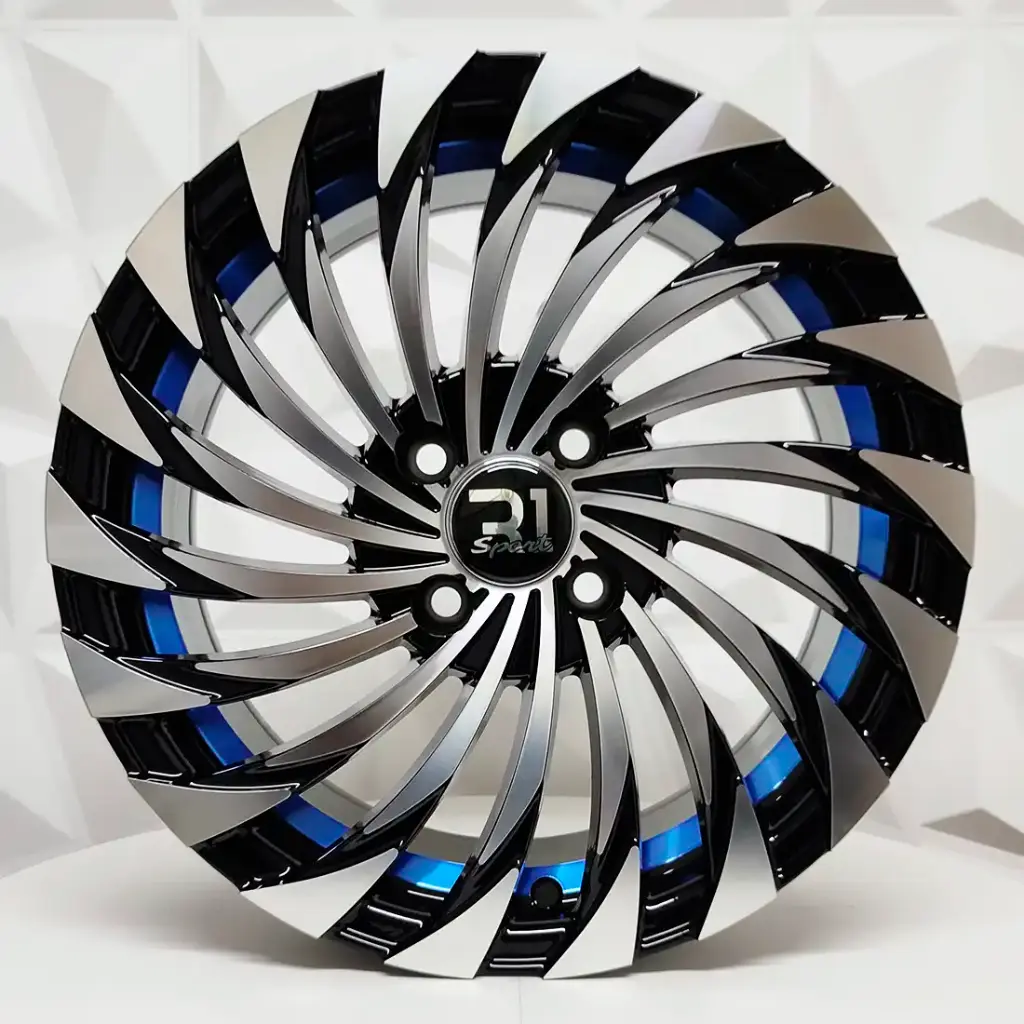 RIN 15X6.5 4-100 R1 SPORT RGW2658 BLACK MF+BLUE UNDERCUT ET35 CB73.1