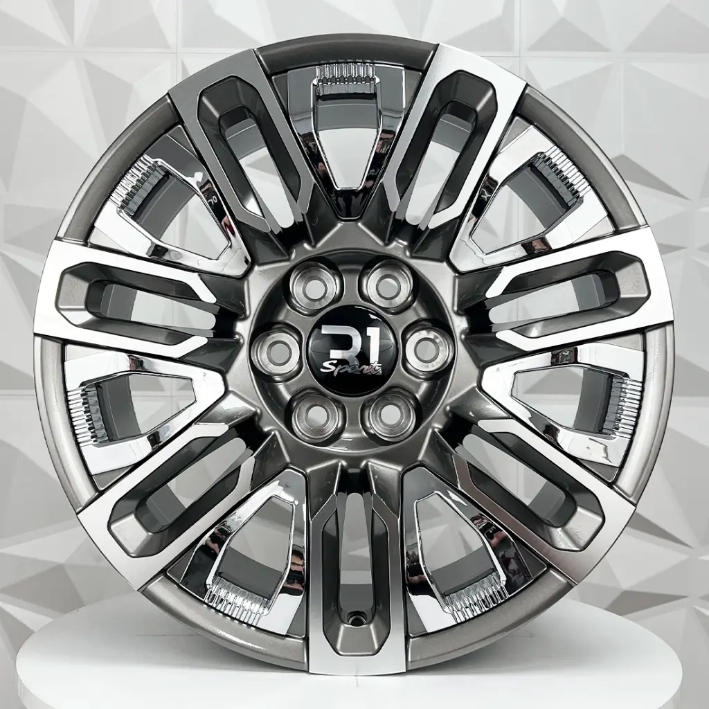 RIN 20X9 6-139.7 R1 SPORT TYH086 GUNMETAL MF INSERT CHROME ET28 CB78.1