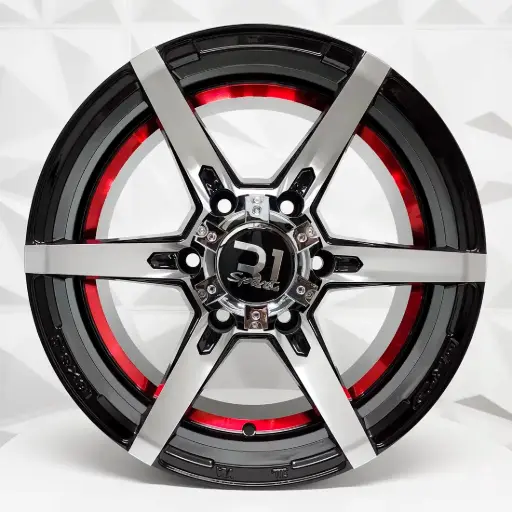 [166595] RIN 16X8.5 6-114.3 R1 SPORT 0133 MACHINE BLACK+RED UNDERCUT ET10 CB66.1 