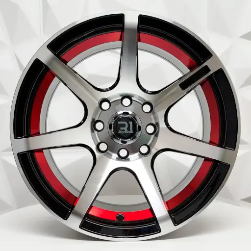 [146619] RIN 14X7 4-100/114.3 R1 SPORT 1082 BLACK MACHINE FACE+RED UNDERCUT ET0 CB73.1 