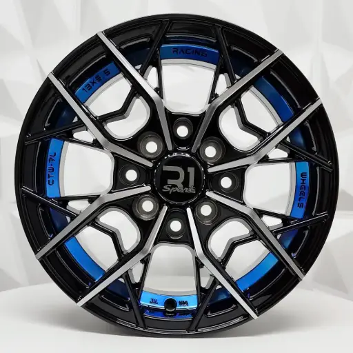 [138525] RIN 13X5.5 4-100/114.3 R1 SPORT RGW03 BLACK MACHINE FACE+BLUE UNDERCUT ET35 CB73.1 