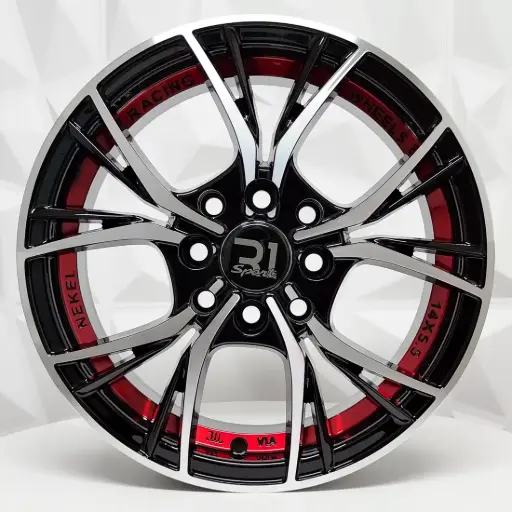 [148580] RIN 14X5.5 4-100/114.3 R1 SPORT RGW8826 MACHINE BLACK+RED UNDERCUT ET38 CB73.1 