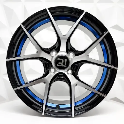 [158612] RIN 15X7 4-100 R1 SPORT RGW8832 BLACK MACHINE FACE + BLUE UNDERCUT ET35 CB73.1 