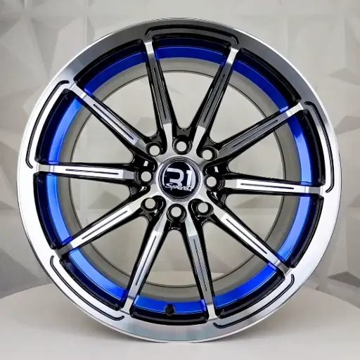 [151631] RIN 15X8 4-100/114.3 R1 SPORT DX754 BLACK MACHINE FACE BLUE UNDERCUT* ET0 CB73.1 